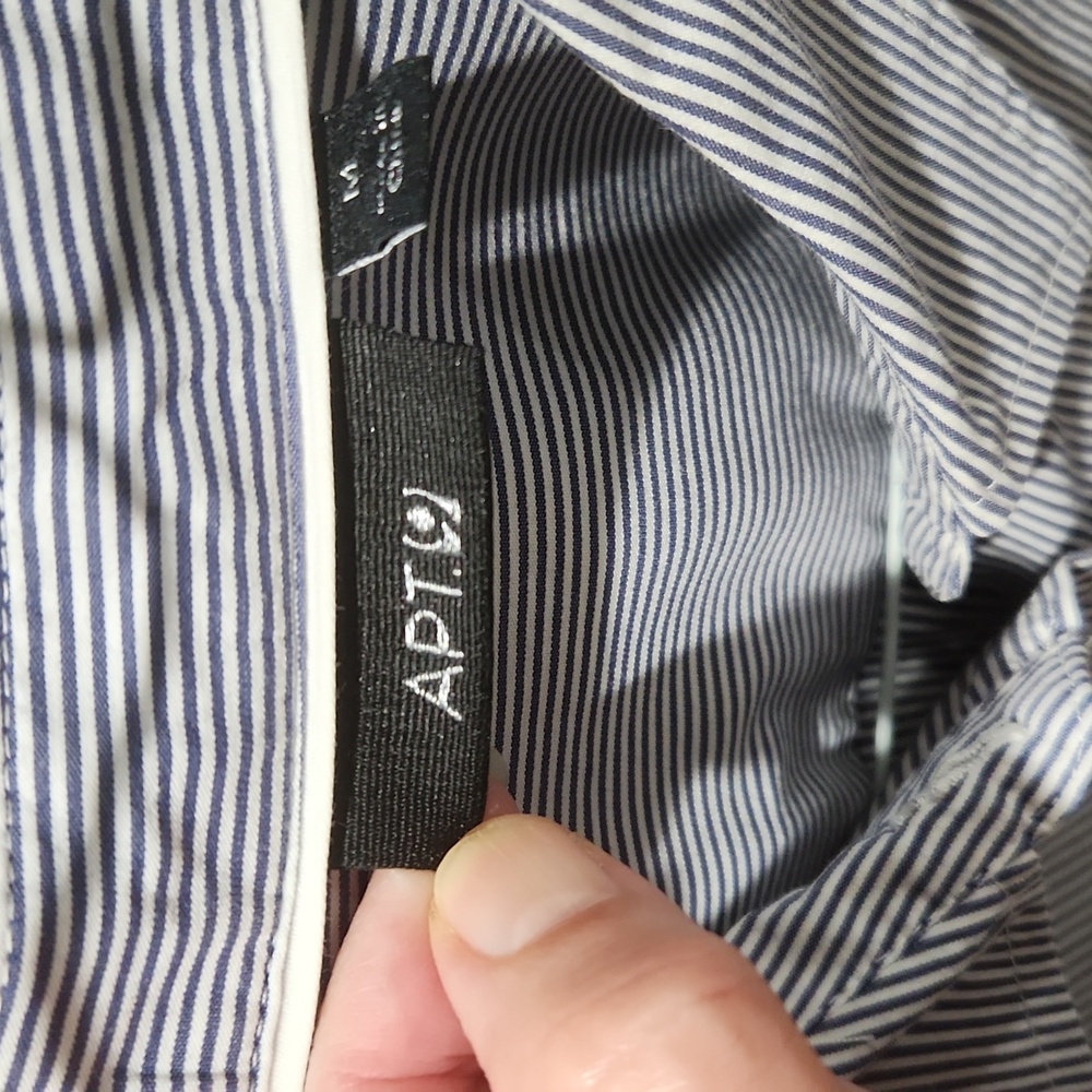 Blue and White striped cotton blend blouse in great condition! Medium - Picture 3 of 7